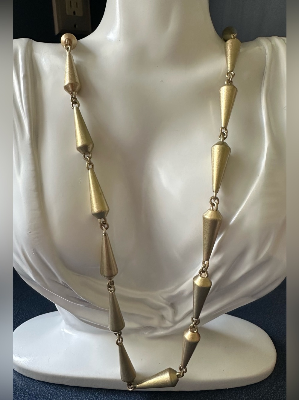 LIA SOFIA Long, Gold Tone, Cone, Link Chain Necklace W/Lobster Claw Clasp